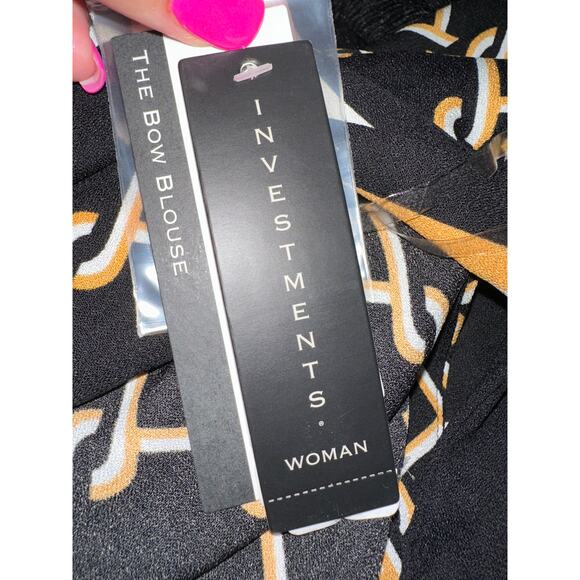 Investments Women's Chain Cheo Bow Blouse 1X - Picture 3 of 4